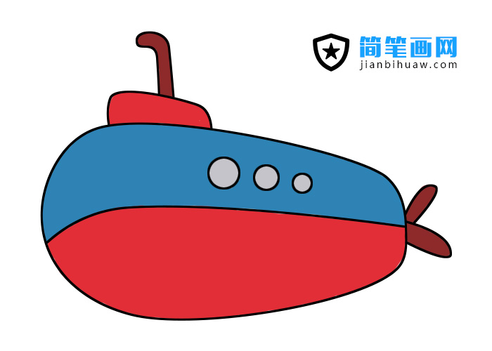 潛水艇簡(jiǎn)筆畫步驟和上色