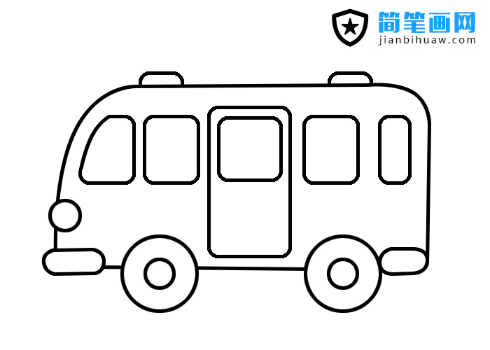 中巴車(chē)巴士車(chē)簡(jiǎn)筆畫(huà)步驟和上色