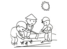 種田簡筆畫場景圖片