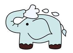 小象噴水簡筆畫圖片帶顏色