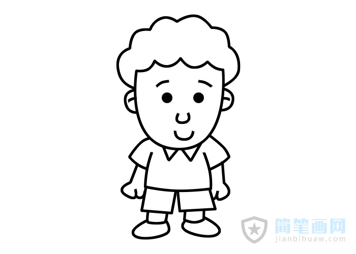 卷發(fā)小男孩簡筆畫含步驟及上色