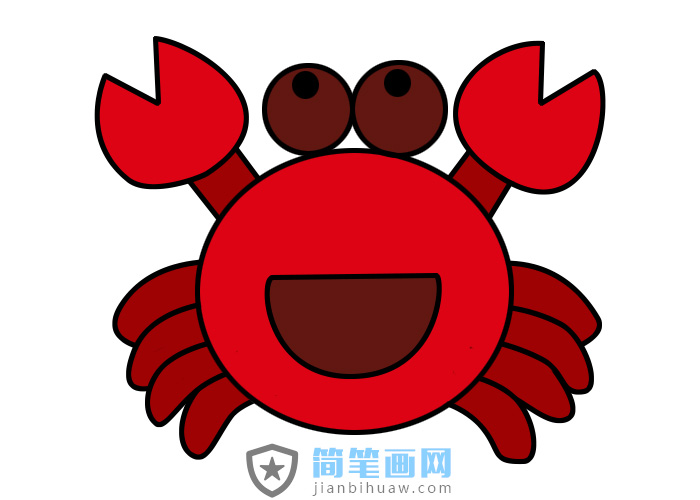 螃蟹簡筆畫步驟和上色圖片