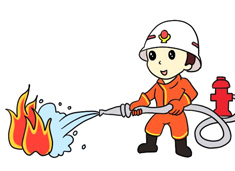 消防員同志正在救火的簡筆畫圖片