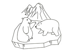 兩頭北極熊的簡(jiǎn)筆畫圖片