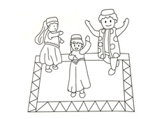 三位少數(shù)民族在一起跳舞的簡筆畫圖片