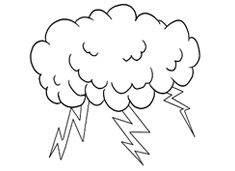 烏云閃電的簡筆畫圖片