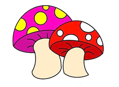 彩色的蘑菇簡筆畫圖片含上色