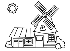 風(fēng)車房子簡(jiǎn)筆畫圖片