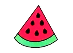 一片西瓜簡筆畫圖片分解教程上色