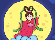 嫦娥奔月的簡筆畫圖片