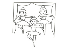 3位舞蹈演員跳芭蕾舞的簡筆畫圖片