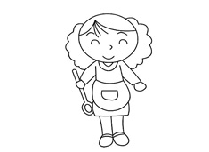 做飯的媽媽簡(jiǎn)筆畫圖片