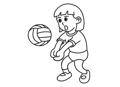 女生在打排球的簡筆畫圖片