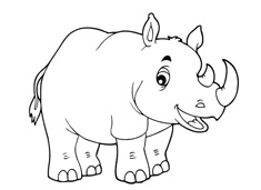 動(dòng)物園里可愛的犀牛簡筆畫圖片