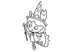 小魔女簡筆畫圖片含上色