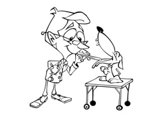 寵物醫(yī)生給狗狗看病的卡通簡(jiǎn)筆畫圖片