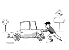 汽車拋錨了人在后面推車的簡(jiǎn)筆畫圖片