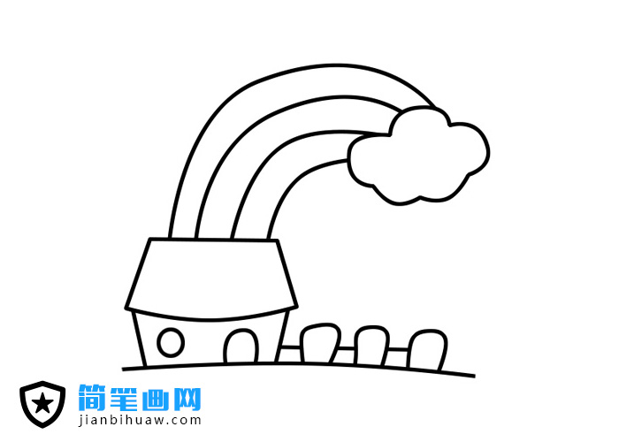 彩虹房子簡(jiǎn)筆畫的畫法步驟及上色圖片