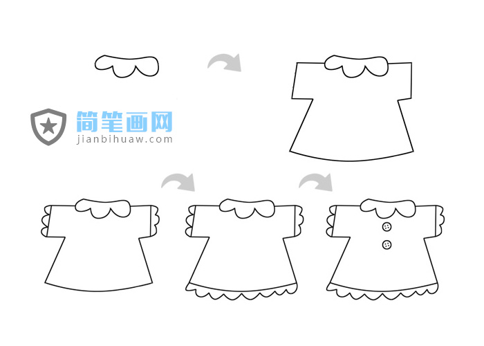 小女生衣服簡筆畫的繪畫步驟