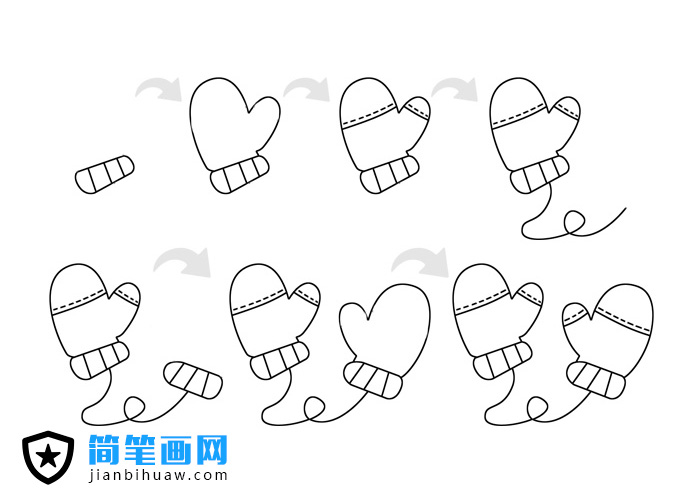 手套簡(jiǎn)筆畫繪畫步驟和上色