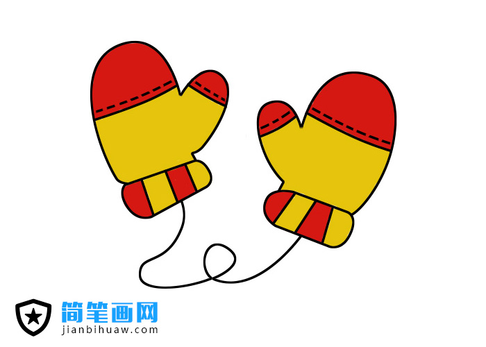 手套簡(jiǎn)筆畫繪畫步驟和上色