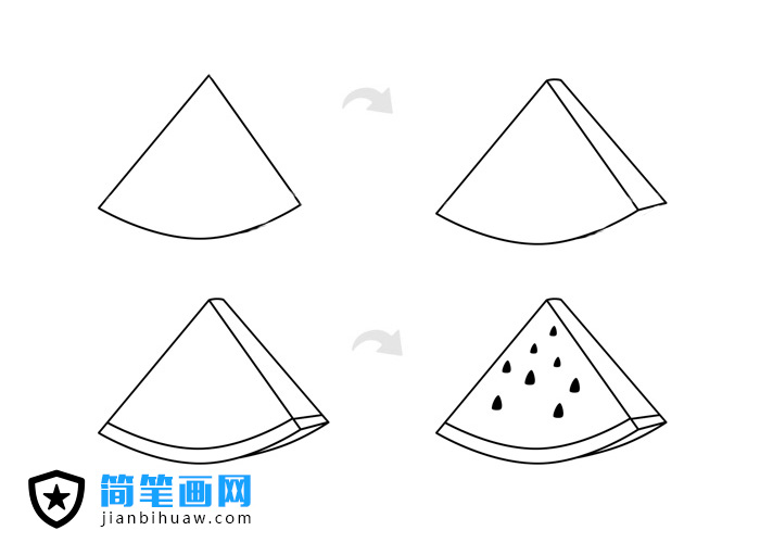 切片西瓜簡筆畫包含步驟