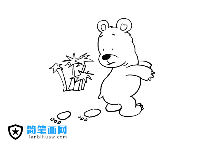 小熊的腳印簡(jiǎn)筆畫圖片
