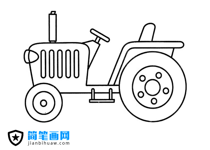 農(nóng)民伯伯的拖拉機簡筆畫圖片