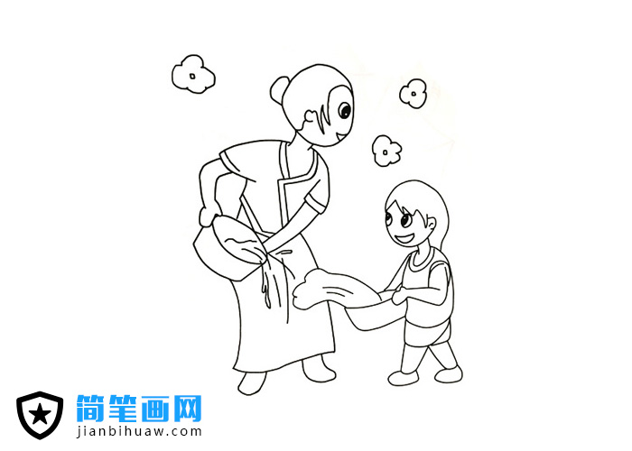 大人和兒童歡度潑水節(jié)簡(jiǎn)筆畫圖片