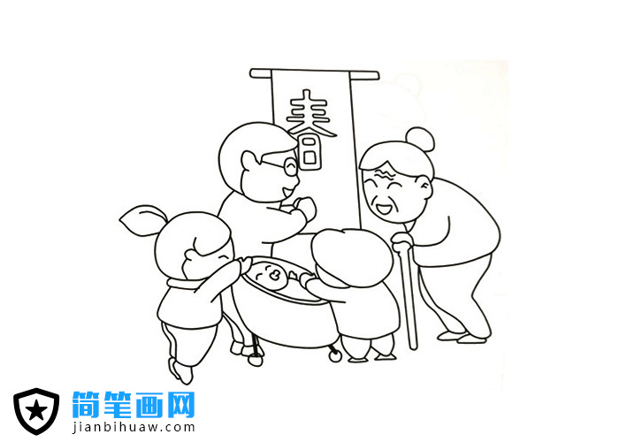 春節(jié)拜年的簡(jiǎn)筆畫(huà)圖片