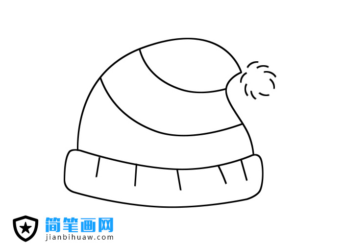 毛絨帽子簡筆畫的畫法步驟