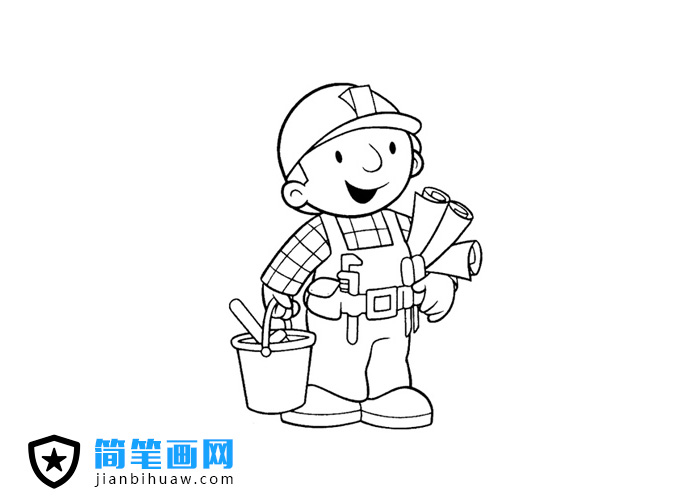 干活的工人簡筆畫圖片