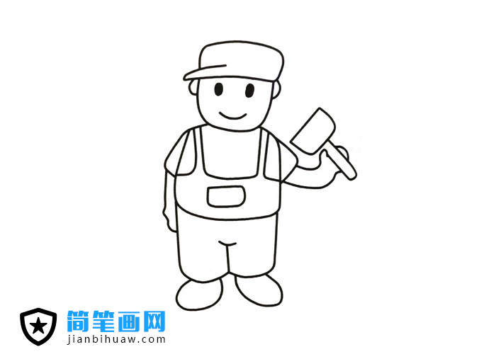 拿著鏟子的工人叔叔簡(jiǎn)筆畫圖片