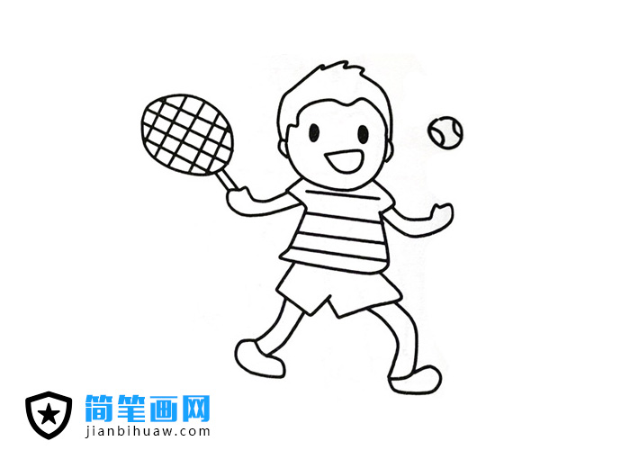 小朋友打網(wǎng)球的簡筆畫圖片