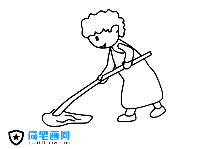 正在拖地的媽媽簡(jiǎn)筆畫(huà)圖片