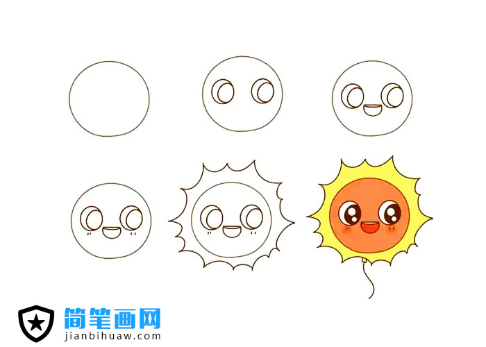 畫一個(gè)可愛的氣球簡筆畫 -- 太陽