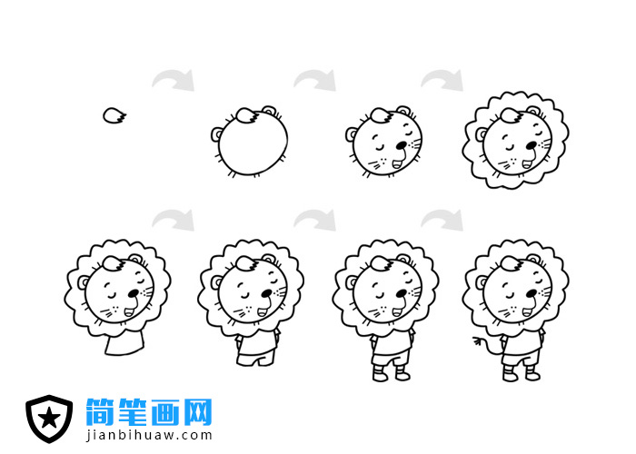 筆畫有點(diǎn)小多的獅子簡(jiǎn)筆畫包含步驟