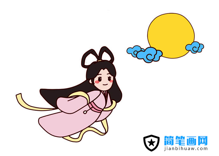 嫦娥奔月的簡(jiǎn)筆畫(huà)中秋節(jié)圖片