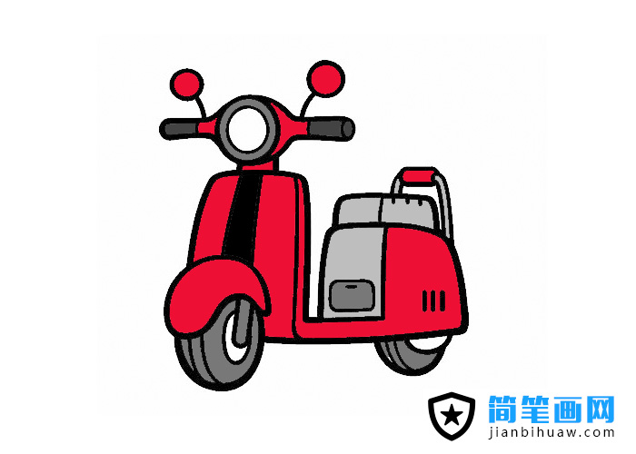 踏板摩托車簡筆畫圖片含上色