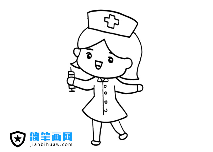 打針的小護(hù)士簡(jiǎn)筆畫圖片含上色