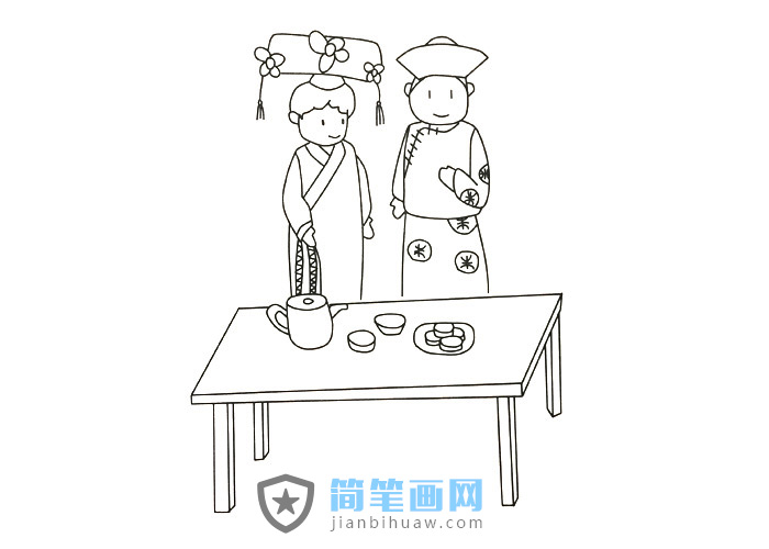 兩位穿著古裝的人物簡(jiǎn)筆畫圖片