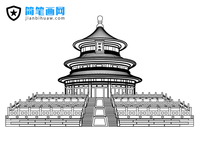 北京天壇建筑簡筆畫圖片