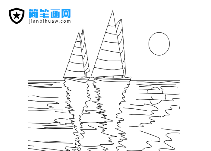 大海帆船簡(jiǎn)筆畫圖片