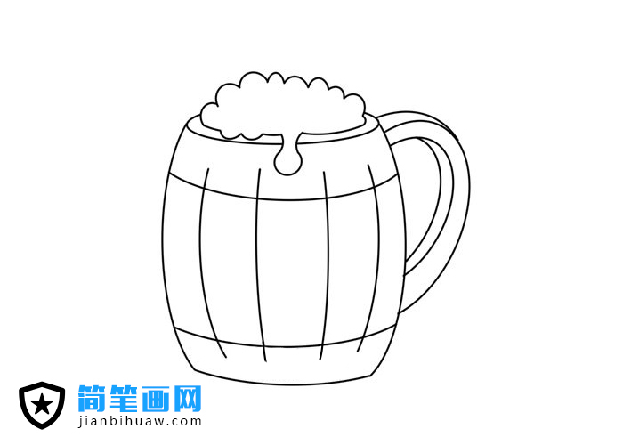 木杯啤酒簡筆畫圖片含上色