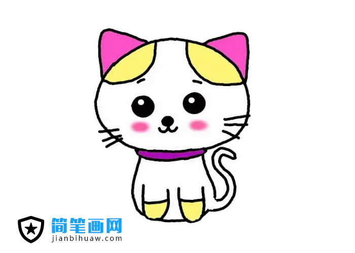 簡(jiǎn)單可愛(ài)的小貓簡(jiǎn)筆畫(huà)圖片含上色