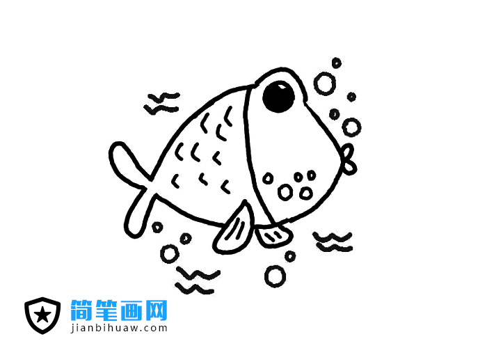 可愛(ài)的小魚(yú)簡(jiǎn)筆畫(huà)圖片含上色
