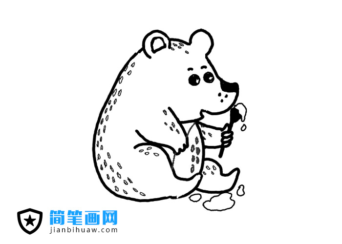 可愛的小棕熊簡筆畫圖片含上色