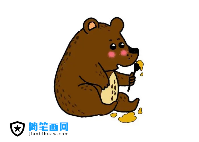 可愛的小棕熊簡筆畫圖片含上色
