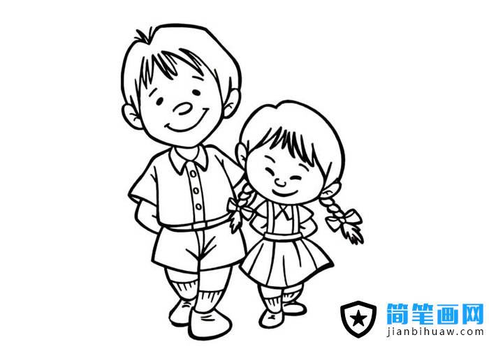 兄妹兩人的簡(jiǎn)筆畫圖片