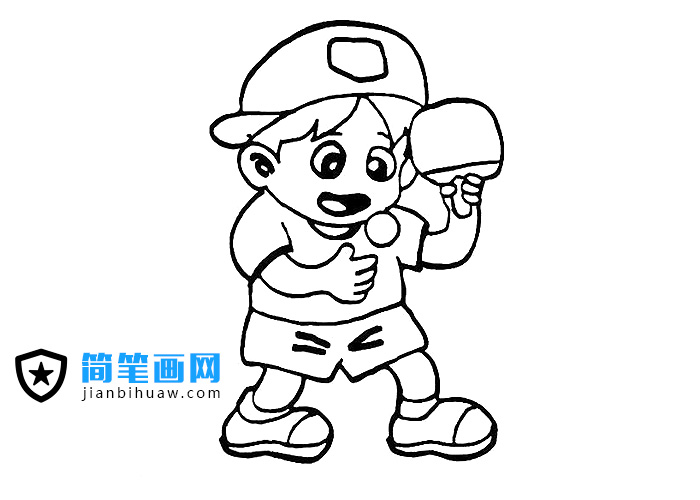 打乒乓球的小男孩簡(jiǎn)筆畫圖片